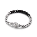 Two-tone silver and black box chain bracelet with spherical magnetic clasp in stainless steel - Silver Black Spliced Style (KB149682-Z)