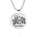 Collana tonda in acciaio inossidabile argento con incisione Best Teacher e cartone - N120 Collana