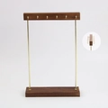 Minimalist walnut wood and gold metal necklace display stand with multiple hooks - Walnut Wood / Double-Sided 6-Hook Necklace Stand