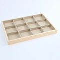 Wooden 12-slot jewelry tray with beige velvet lining for rings and small pendants - 12-Grid Bracelet Tray Apricot Microfiber