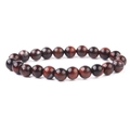 Handmade red tiger eye beaded bracelet featuring high-polished natural stone round beads - Red Tiger Eye