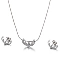 Elegant silver elk antler necklace and earring set with sleek snake chain for women - Steel Color (KS128901-KFC)