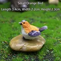 Miniature orange bird resin figurine with purple wings for garden decor 3.4x2.2x2.3cm - Small Orange Bird