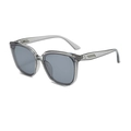 Classic retro square sunglasses with gray translucent frames and metallic temple accents - Translucent Grey Frame Light Grey Lens