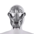3D silver ram skull skeleton mask with realistic teeth and distressed metallic finish - Black Goat Skull
