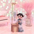 Ancient style girl figurine reading with small table and lamp resin ornament - Reading Under Light