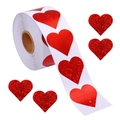Autocollants coeur rouge holographique en rouleau avec paillettes laser pour la Saint-Valentin - Grande Taille (38) / Rouge Holographique