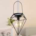 Suspension solaire LED de style nordique en fer noir en forme de diamant avec lumière chaude - Fer Triangle - Style de batterie / Noir