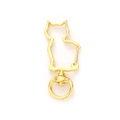 Porte-clés en forme de chat doré avec crochet pivotant en métal et surface lisse - 19*42mm (Avec Anneau Brisé 8mm) / Doré