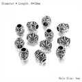 Détail de perles d'espacement en alliage argenté avec motif d'oeil et trou de 4 mm - Style 8-Texture au Motif d'Œil (AC0541) / Ensemble de 20 Pièces