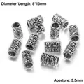 Macro de perles argentées antiques 8x13mm avec grand trou de 5,5mm pour bijoux DIY - Style 6-Motif de Volute Ajouré (AC0541) / Ensemble de 20 Pièces