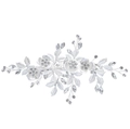 Elegante pettine da sposa argento con fiori di cristallo e foglie di strass lucidi - Fermaglio per capelli / Argento