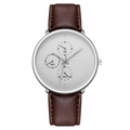Montre homme élégante avec bracelet en cuir marron et cadran blanc à trois sous-cadrans - Cadran Blanc Bracelet Marron