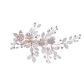 Pettine per capelli da sposa con strass e perle su base floreale in oro rosa - Fermaglio per capelli / Oro Rosa Bianco Spruzzato