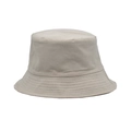 Detail van beige canvas vissershoed met versterkte stiksels op de rand en stoffen textuur - M (56-58cm) / Broken Wit