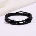 Handmade multi-layer black seed bead waist chain on soft white fabric background - #17(Black)