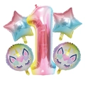 5-piece rainbow unicorn 1st birthday balloon set with gradient number one and stars - Unicorn Number 1 Set
