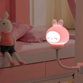 Luce notturna a coniglio rosa con collo flessibile e luce LED calda per bambini - Presa - Coniglio