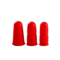 Tre protezioni per dita in silicone rosso di varie dimensioni con trama antiscivolo su bianco - Set da 3 (L/M/S uno per tipo) / Rosso