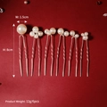 Dettaglio di 6 forcine per capelli con perle da sposa con specifiche di misura - Argento (HS-J6185)