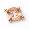 Aro para pezón ajustable de acero inoxidable oro rosa sin perforación con bolas - Oro rosa