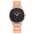 Minimalist ultra-thin rose gold men's watch with black dial and metal link bracelet - Rose Gold