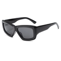Classic black thick frame rectangular sunglasses with dark lenses for a retro fashion look - Black Frame Grey Lens