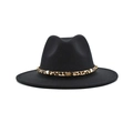 Black fedora wool hat with leopard print band and metal star studs for a trendy look - M (56-58cm) / Black