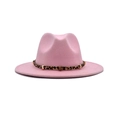 Hot pink wool fedora hat with leopard print band and golden star ornament - M (56-58cm) / Pink