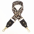 Adjustable leopard print wide fabric shoulder strap with brown leather and gold hardware - Beige Leopard