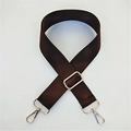 Adjustable dark brown nylon replacement shoulder strap with silver metal swivel hooks - Brown / Silver Clasp