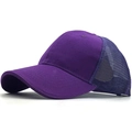 Deep purple breathable mesh baseball cap featuring a solid cotton visor and adjustable crown - Adult 54-60CM / Purple