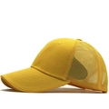 Detail of a bright yellow baseball cap featuring a mesh back and sturdy cotton front fabric - Adult 54-60CM / Yellow