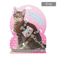 Adjustable grey cat harness and lead set with cute plush cartoon cat embroidery design - Large / Gray