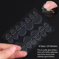 24 onglets adhésifs transparents double face étanches pour ongles en 8 tailles variées - Onglets pour Ongles de Pieds en Gelée / 24 Pièces/Paquet