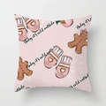 Pink Christmas pillow cover with gingerbread man and Baby It's Cold Outside pattern - Pink Glove Gingerbread (DRD151-12)