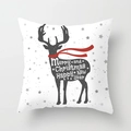 Christmas reindeer pillow cover with red scarf silhouette and holiday text on white - Red Scarf Reindeer/White (DRD153-5)