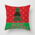 Housse de coussin de Noël rouge avec flocons de neige et arbre de Noël vert - Sapin de Noël Patchwork/Rouge Vert (DRD153-3)