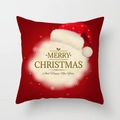 Detailed view of red Christmas pillowcase with Merry Christmas and Happy New Year print - Snowflake Happy New Year/Red (DRD153-8)