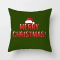 Green knit Christmas pillowcase with red Merry Christmas text and holiday hat - Knit Texture Merry Christmas/Green (DRD153-7)