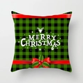 Detailed view of Christmas pillowcase with plaid pattern, deer head and bow decoration - Bow Reindeer Plaid/Multi (DRD153-12)