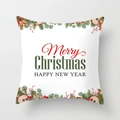 White Christmas pillow cover with red Merry Christmas and Happy New Year script print - Happy New Year Wishes/White (DRD153-16)