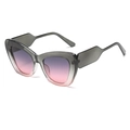 Trendige Cat-Eye Sonnenbrille mit grauem Kunstharzrahmen und pink-lila Verlaufsgläsern - Grau Rosa Verlauf Rahmen Grau Rosa Verlauf Gläser