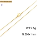 Golden stainless steel snake chain necklace 500x1mm size with lobster clasp 2.5g - Gold 1mm Width 50cm Length (KN203582-Z)