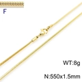 55cm golden minimalist snake chain necklace with lobster clasp and sleek metal finish - Gold 1.5mm Width 55cm Length (KN203607-Z)
