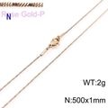500mm x 1mm Rose Gold snake chain necklace with lobster clasp and 2g weight detail - Rose Gold 1mm 50cm (KN203684-Z)
