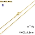 Golden stainless steel twisted rope chain necklace, 1.2mm width and 600mm length - Gold 600x1.2mm(KN203704-Z)