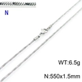 Polished silver stainless steel snake chain, 550mm x 1.5mm necklace, weight 6.5g - Silver 550x1.5mm(KN203706-Z)