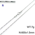 Silver stainless steel snake bone chain necklace 1.5mm thin round woven link for men and women - Silver 600x1.5mm(KN203707-Z)