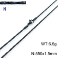 550mm black stainless steel twisted snake chain necklace with 1.5mm width and lobster clasp - Black 550x1.5mm(KN203712-Z)